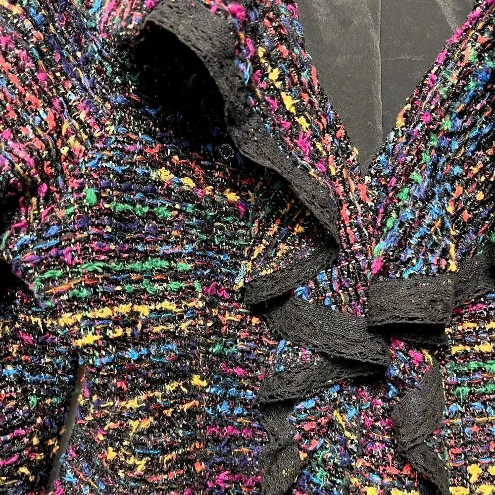 BEREK Ruffled Rainbow Tweed Harmony Jacket M